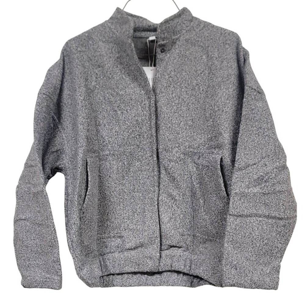 Gray Bomber Jacket With Pockets Large By Fashion Clothing 100% Polyester